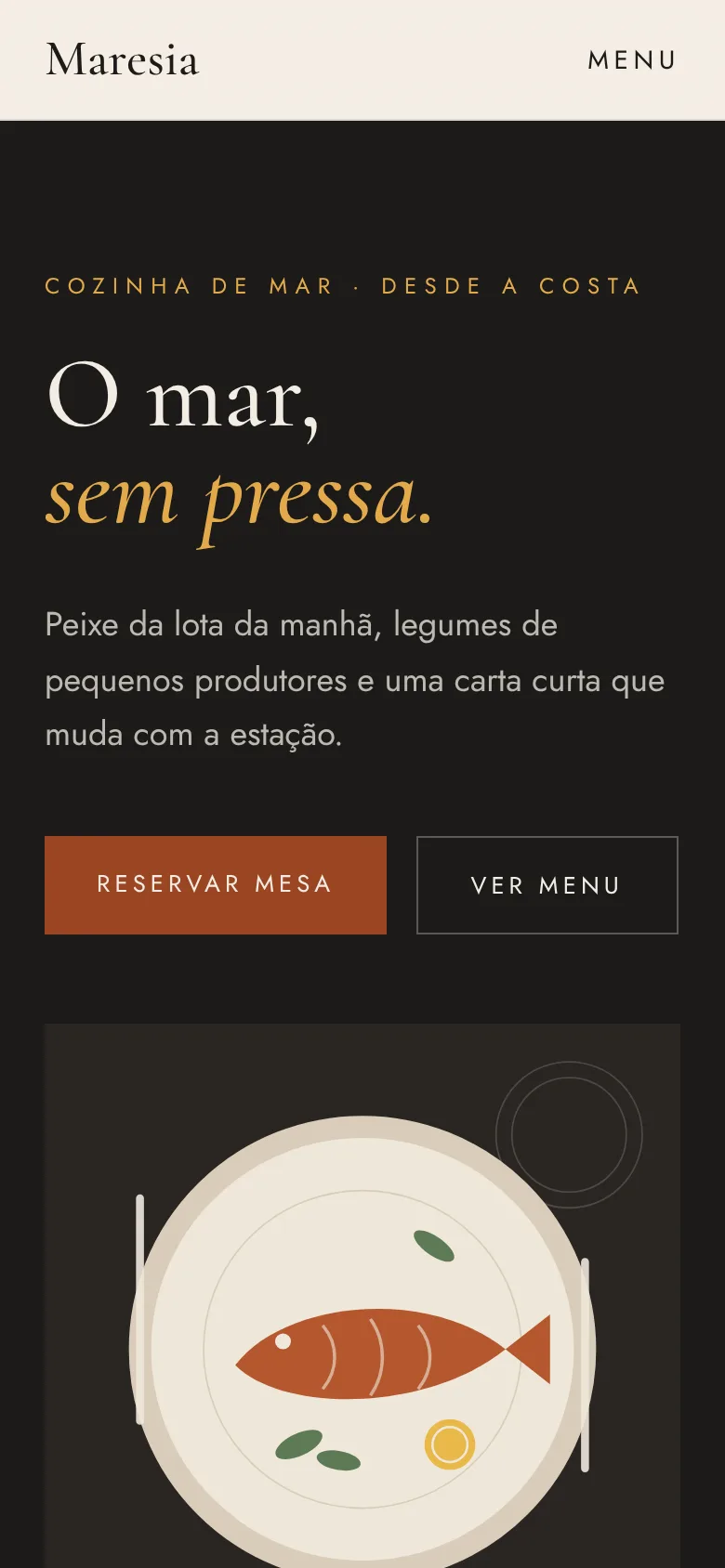 Maresia, cozinha de mar: versão para telemóvel